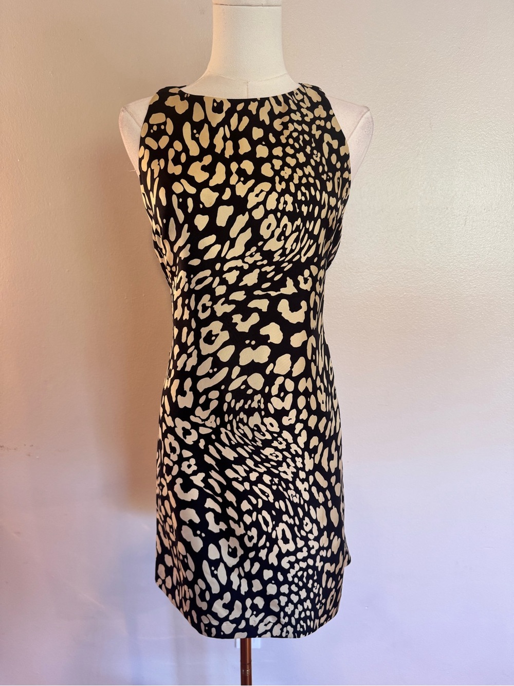 Milly of New York Black 100% Silk Animal-Print Mini Dress